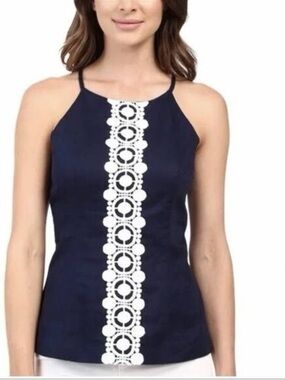 Women’s LILLY PULITZER Annabelle top in true navy- Size 6